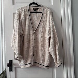 Vintage Eddie Bauer Cream Cableknit Sweater Cardigan